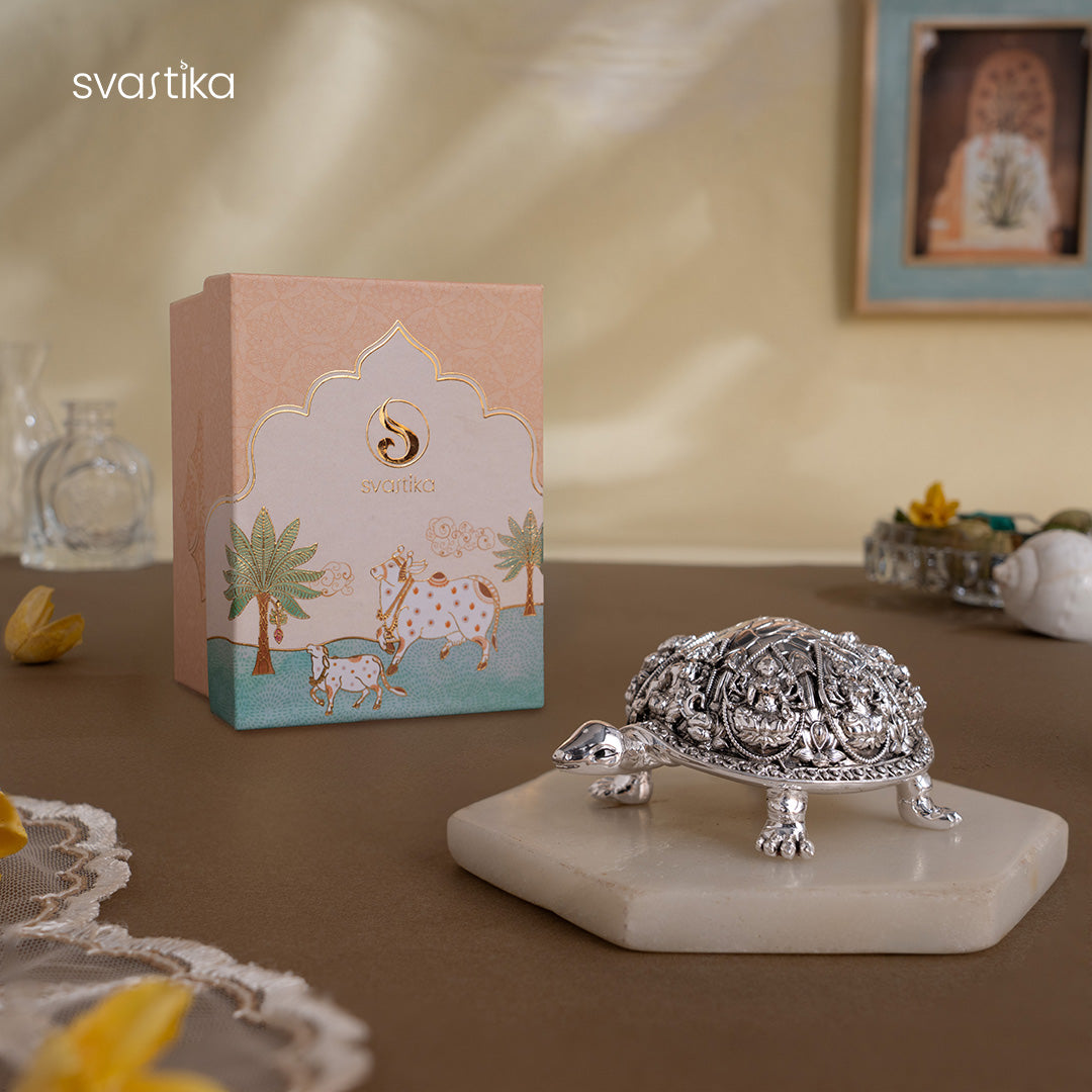 Ashtalakshmi Tortoise Idol - Silver Plated (3.5 inch)