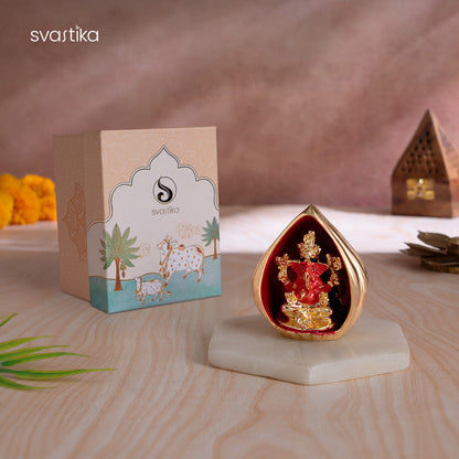 Modak Ganesha Murti for Car Dashboard - Gold Plated (3 Inch)