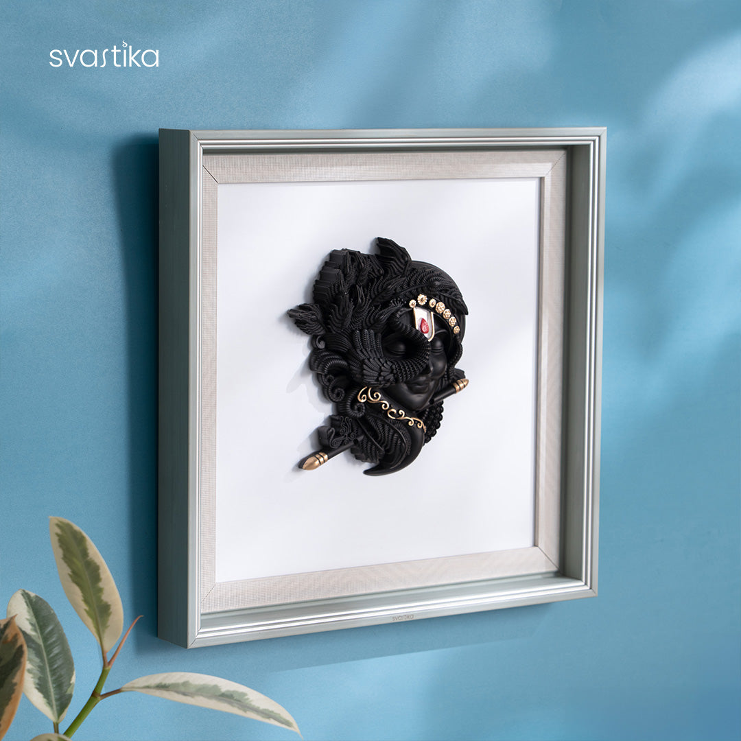 Krishna in Stillness - Murti Frame Wall Decor (12 inch)