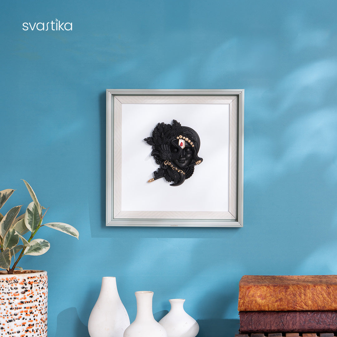 Krishna in Stillness - Murti Frame Wall Decor (12 inch)