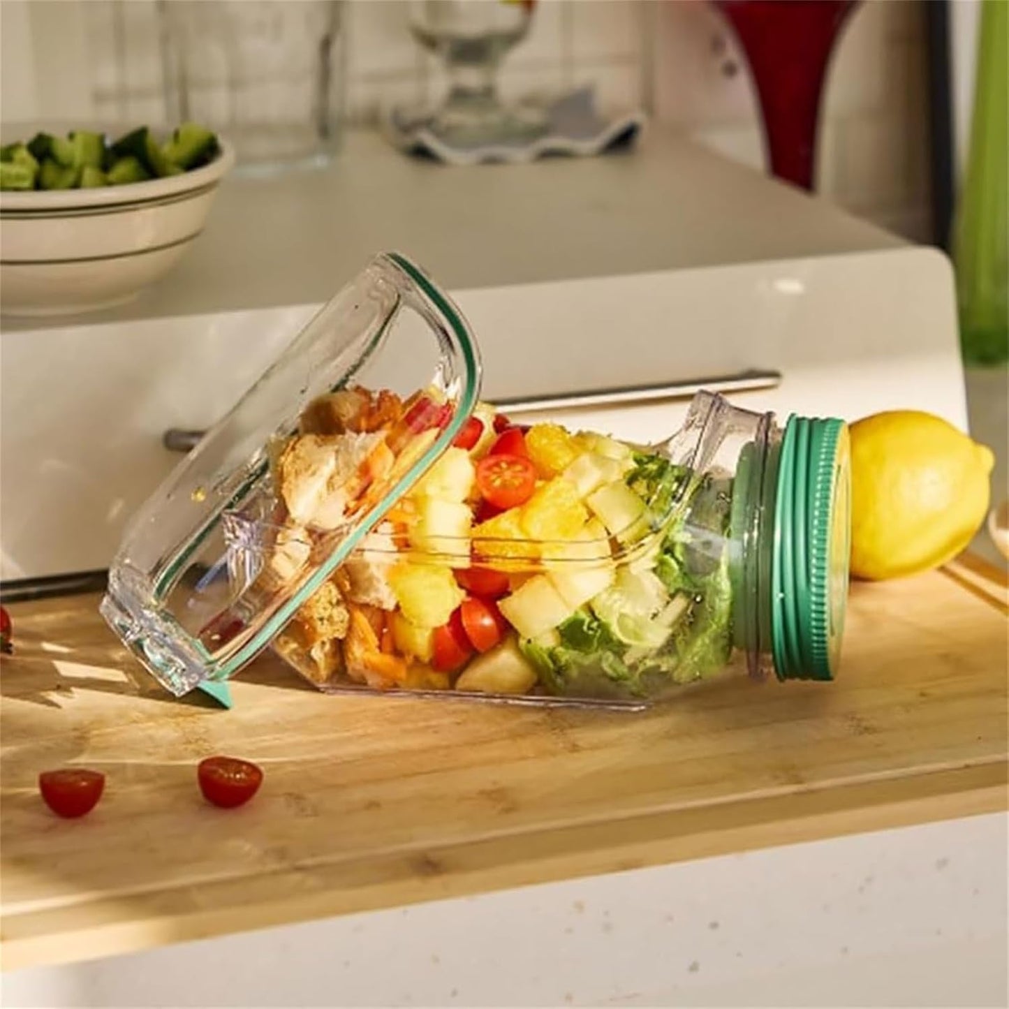 Portable Salad Jar with Sauce Cup