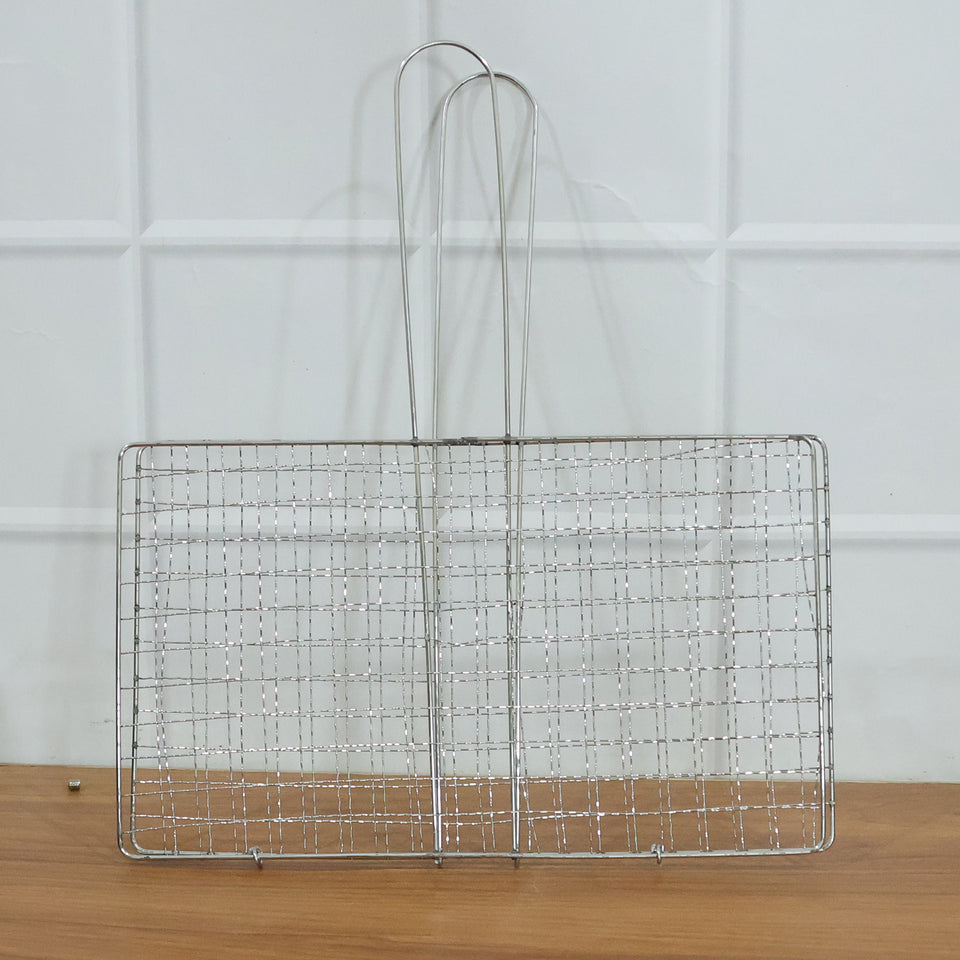 Heavy-duty Stainless-steel Barbecue Grill Basket (1 Pc)