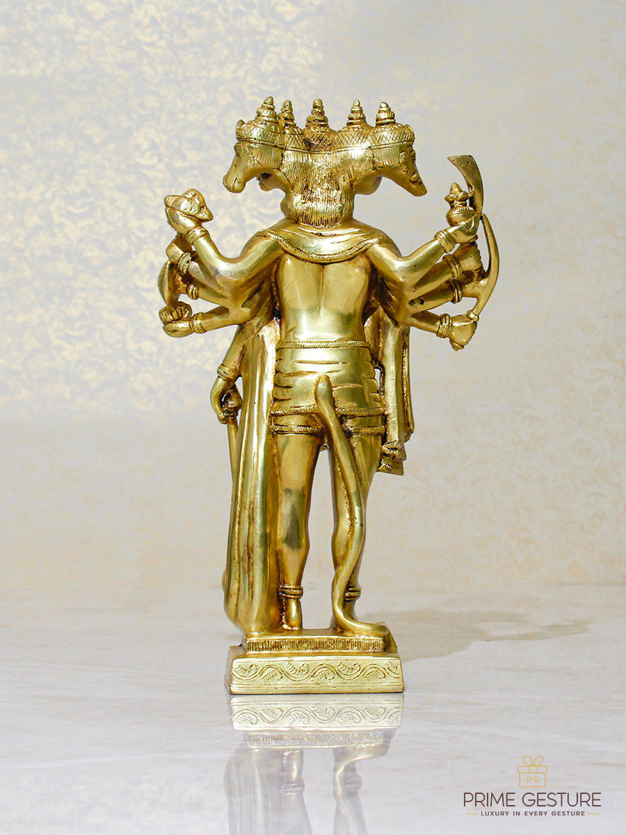 Standing Brass Panchamukhi Hanuman Statue