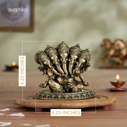 Brass Panchamukhi Heramba Ganesha Idol (4.5 Inch)
