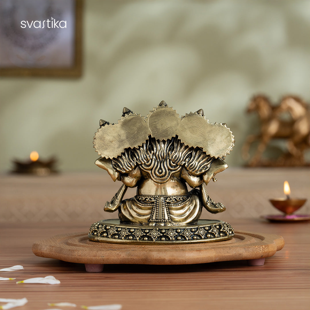 Brass Panchamukhi Heramba Ganesha Idol (4.5 Inch)