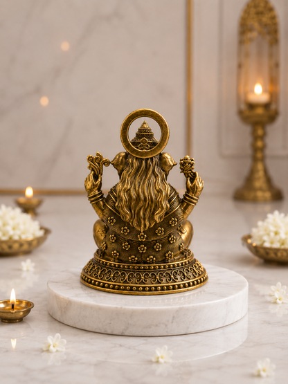 Pure Brass Ganesh Ji Antique Finish Idol for Home Temple & Office Decor