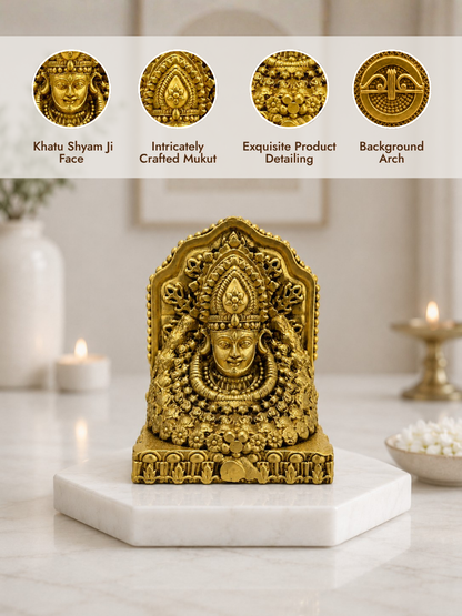 Pure Brass Khatu Shyam Ji Idol for Home Temple, Office & Spiritual Decor