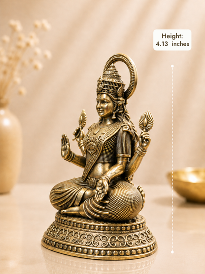 Pure Brass Laxmi Ji Antique Finish Idol for Home Temple & Office Decor