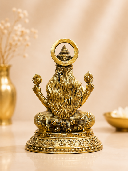 Pure Brass Laxmi Ji Antique Finish Idol for Home Temple & Office Decor