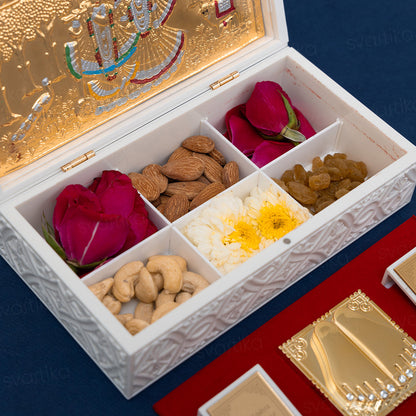 Svastika Radhe Krishna Pocket Temple - Gold Plated