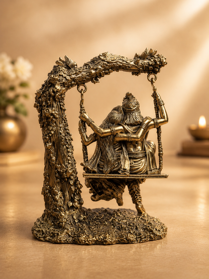 Handcrafted Pure Brass Radha Krishna Jhula for Home & Temple