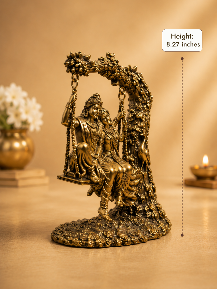 Handcrafted Pure Brass Radha Krishna Jhula for Home & Temple