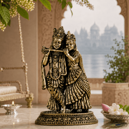 Brass Radha Krishna Murti With Tribhanga Posture (5 Inch)