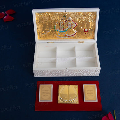 Svastika Radhe Krishna Pocket Temple - Gold Plated