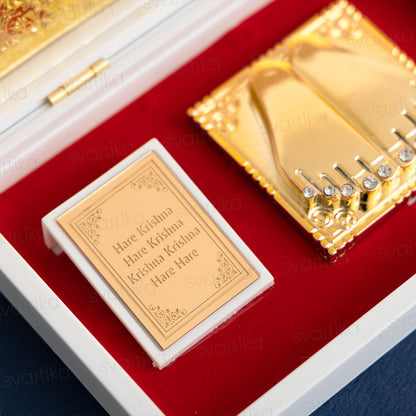 Svastika Radhe Krishna Pocket Temple - Gold Plated
