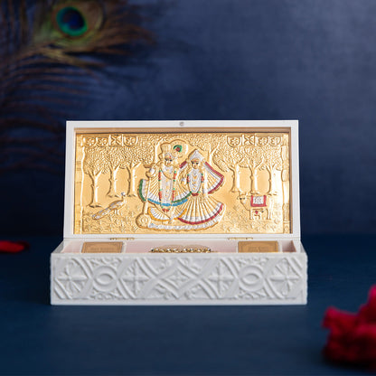 Svastika Radhe Krishna Pocket Temple - Gold Plated