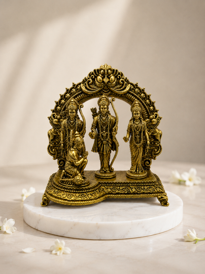 Ram Darbar Antique Gold Finish Idol with Hanuman for Home Temple
