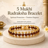 Gold Plated Rudraksha Bead Bracelet - 5 Mukhi