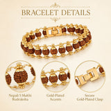 Gold Plated Rudraksha Bead Bracelet - 5 Mukhi