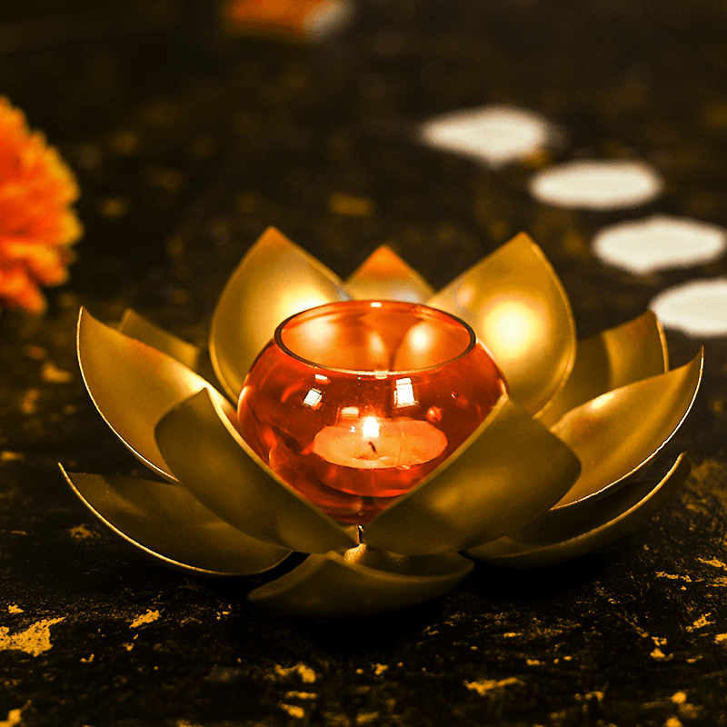 Handcrafted Lotus T-Light Candle Holder