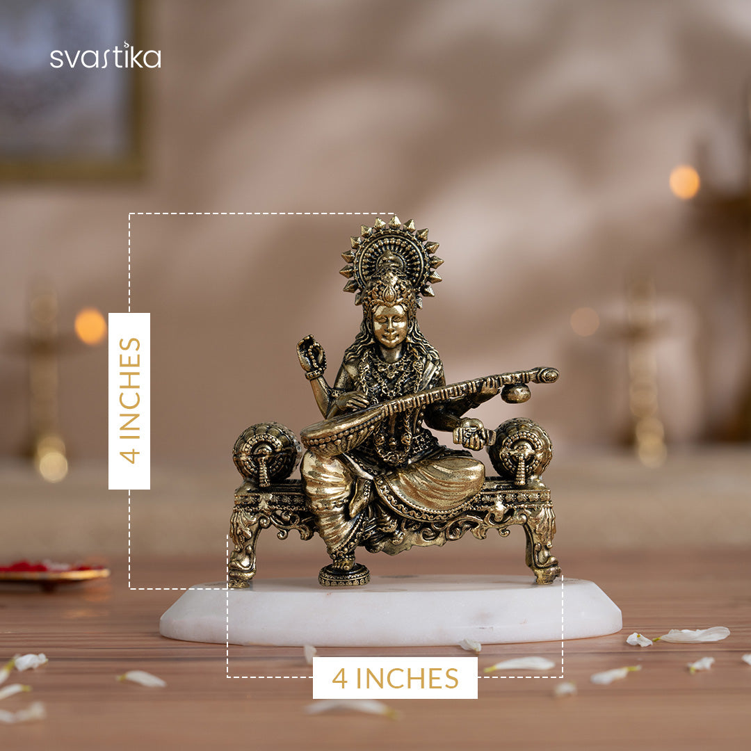 Brass Laxmi Ganesh Saraswati Murti Set (4 Inch)