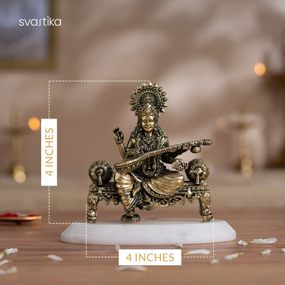 Brass Laxmi Ganesh Saraswati Murti Set (4 Inch)
