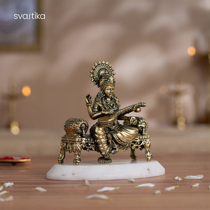 Brass Laxmi Ganesh Saraswati Murti Set (4 Inch)