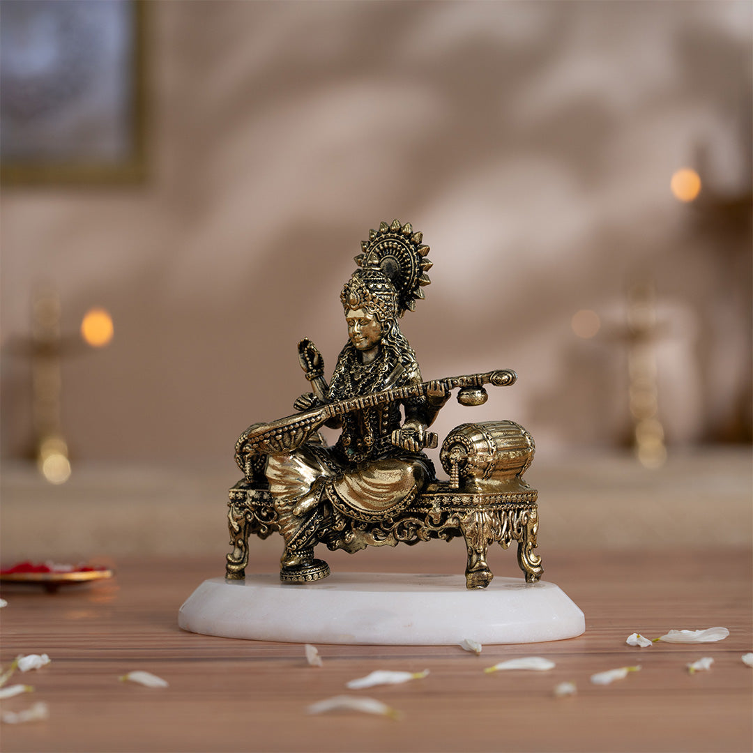 Brass Laxmi Ganesh Saraswati Murti Set (4 Inch)
