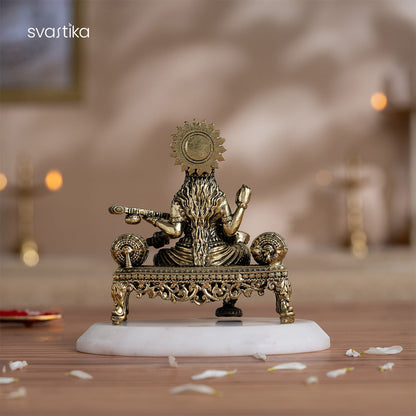 Brass Laxmi Ganesh Saraswati Murti Set (4 Inch)
