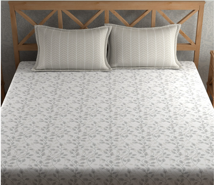 Leaf Pattern Textured  Double Bedsheet With 2 Pillow Covers