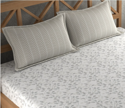 Leaf Pattern Textured  Double Bedsheet With 2 Pillow Covers