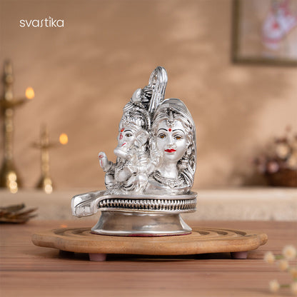 Shiv Parvati Ganesh Murti - Silver Plated (5 Inch)