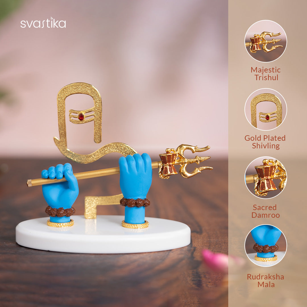 Shivji Divine Hands Car Dashboard Idol - Gold Plated (5 Inch)