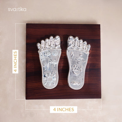 Shree Krishna's Charan Paduka (Lotus Feet) - Silver Plated (3 Inch)