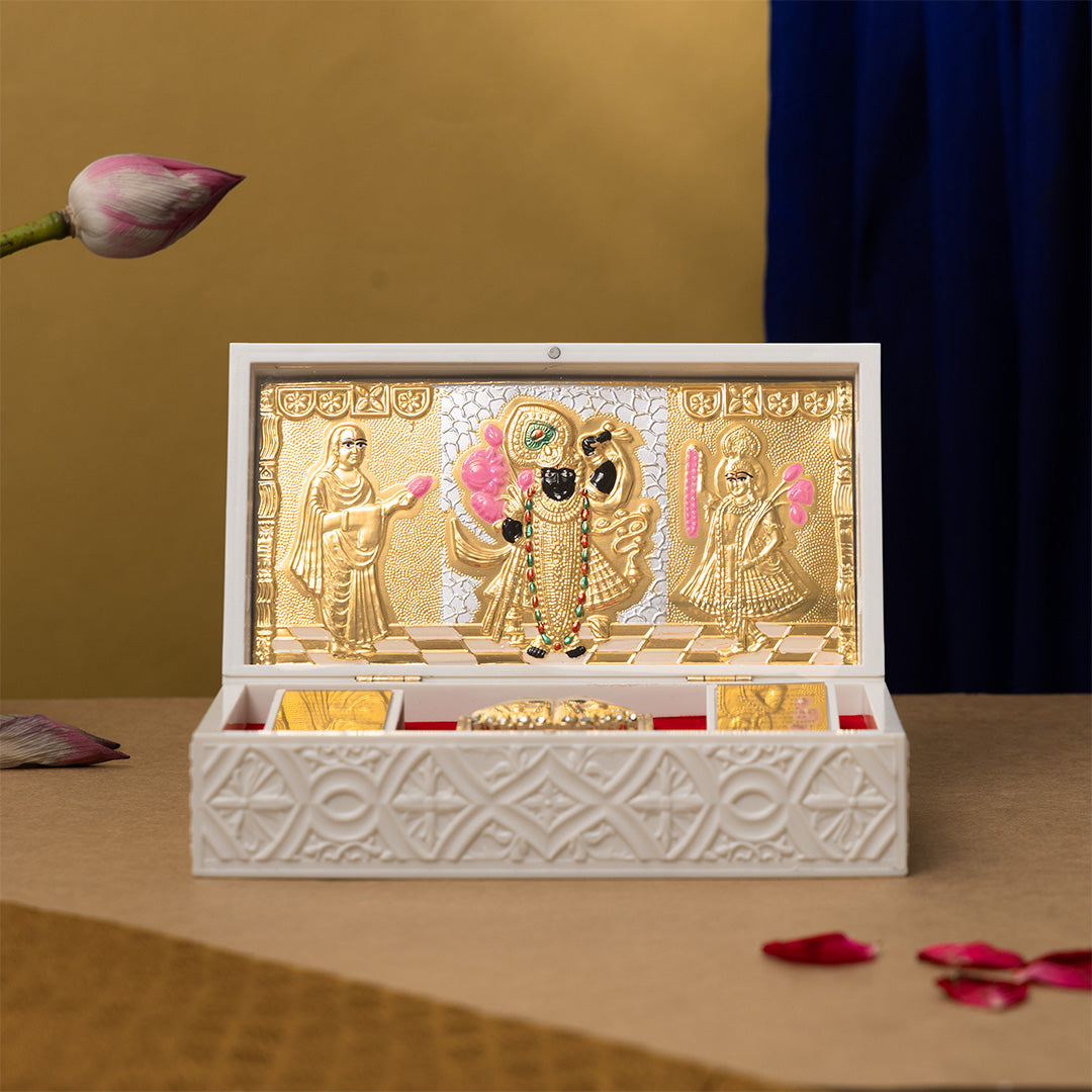 Svastika Shreenathji Pocket Temple - Gold Coated