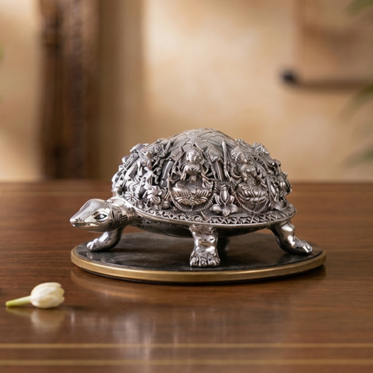 Ashtalakshmi Tortoise Idol - Silver Plated (3.5 inch)