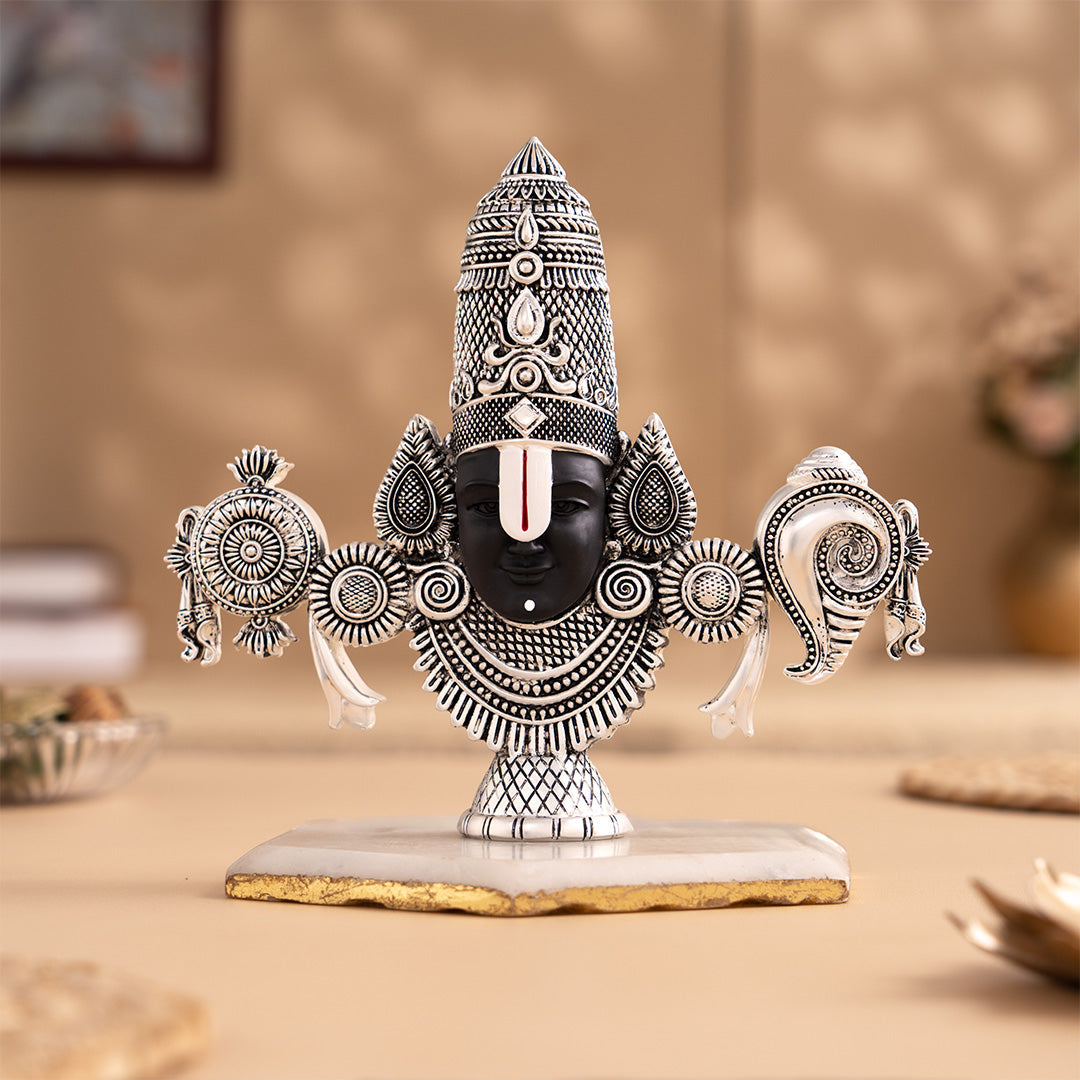 Lord Balaji Face Idol | Pure Silver Plated