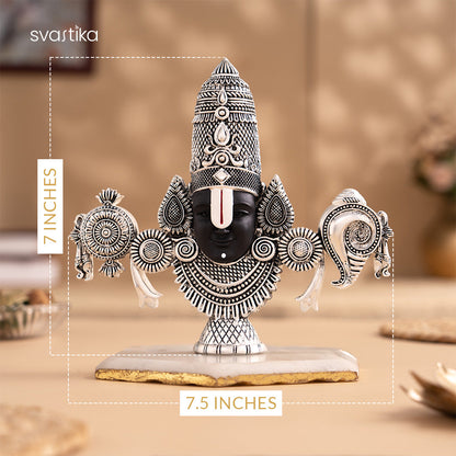 Lord Balaji Face Idol | Pure Silver Plated