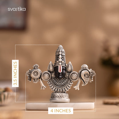 Lord Balaji Face Idol | Pure Silver Plated