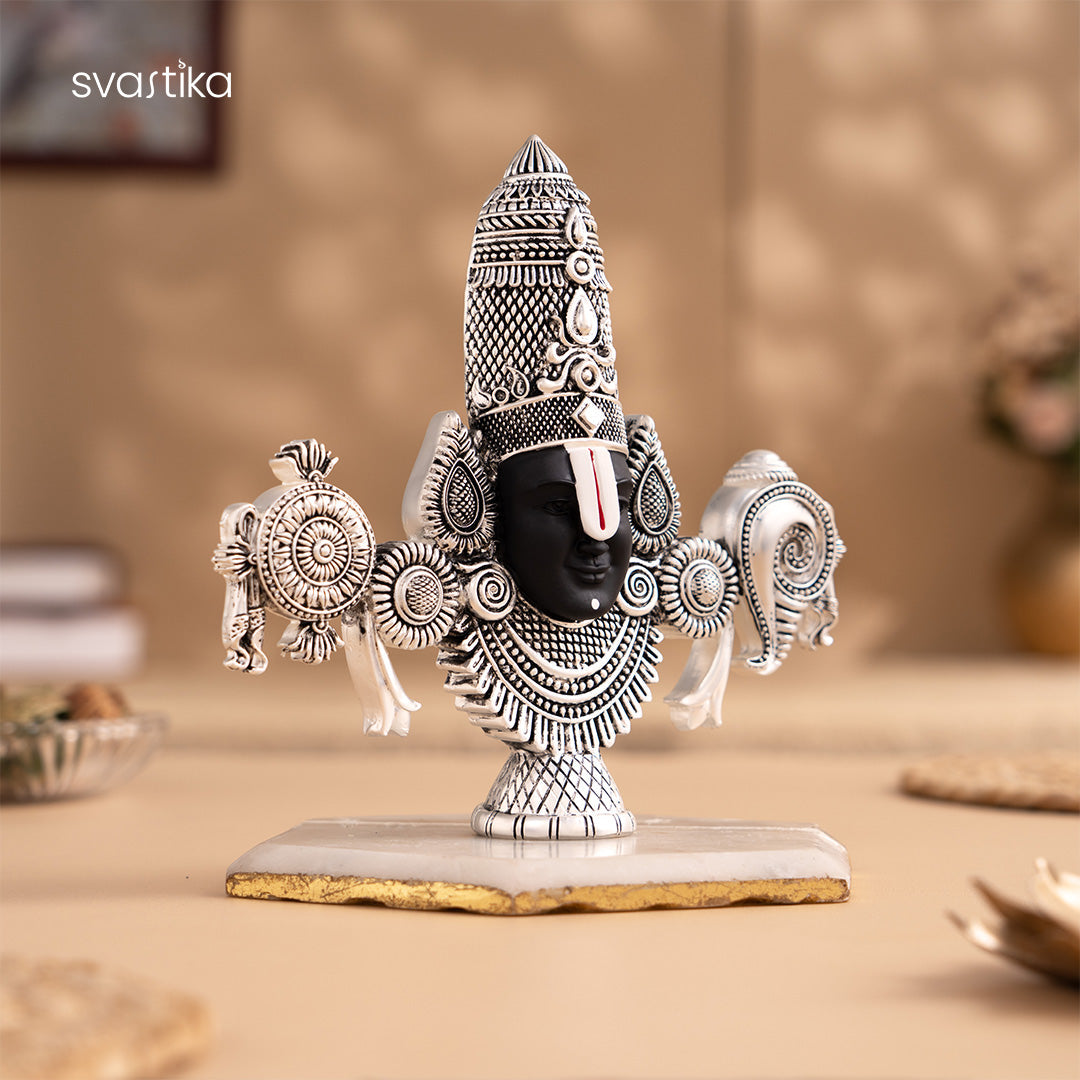 Lord Balaji Face Idol | Pure Silver Plated