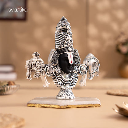 Lord Balaji Face Idol | Pure Silver Plated