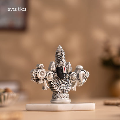 Lord Balaji Face Idol | Pure Silver Plated