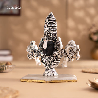 Lord Balaji Face Idol | Pure Silver Plated
