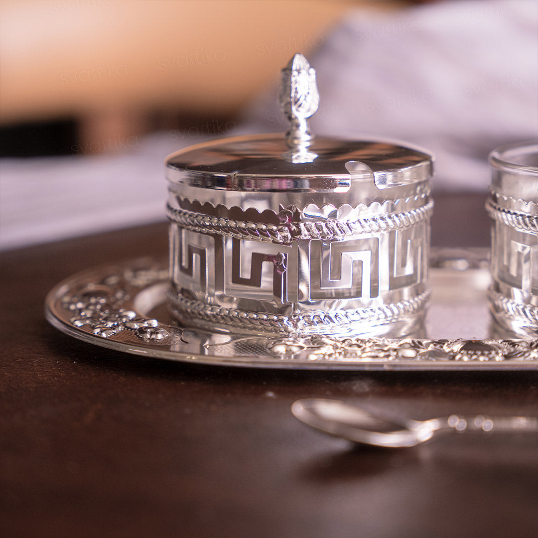 Mukhwas Tray Bowl Set for Serving - German Silver (11.2 Inch)