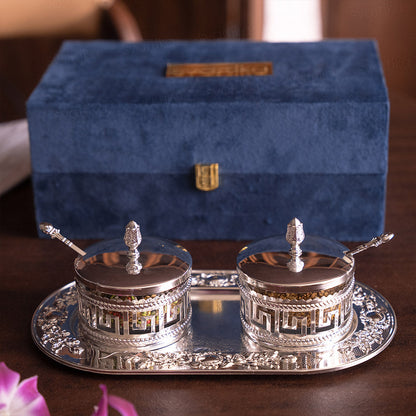 Mukhwas Tray Bowl Set for Serving - German Silver (11.2 Inch)