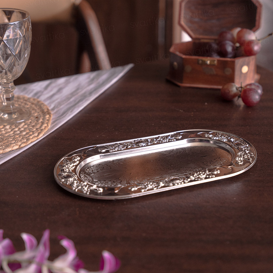Mukhwas Tray Bowl Set for Serving - German Silver (11.2 Inch)