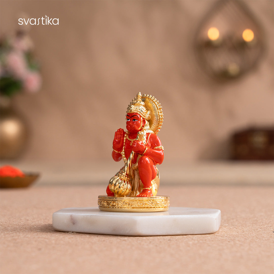 Sinduri Hanuman Murti - Gold Plated