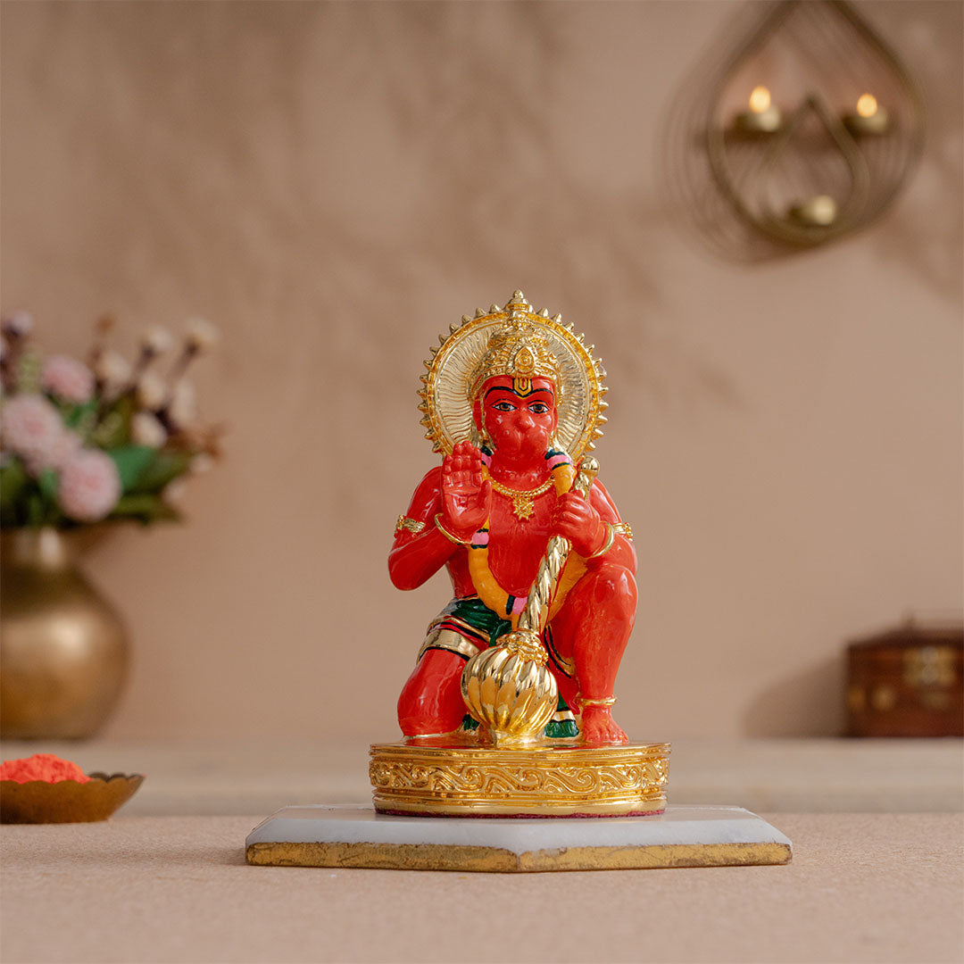 Sinduri Hanuman Murti - Gold Plated