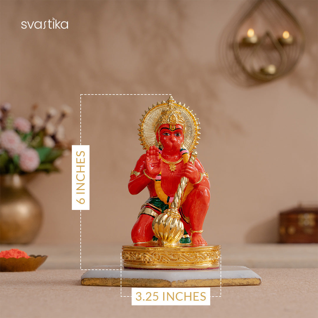 Sinduri Hanuman Murti - Gold Plated
