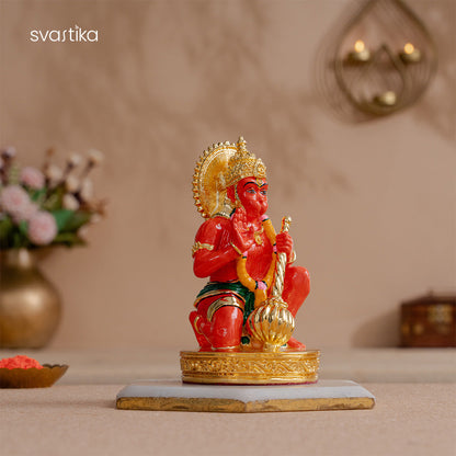 Sinduri Hanuman Murti - Gold Plated